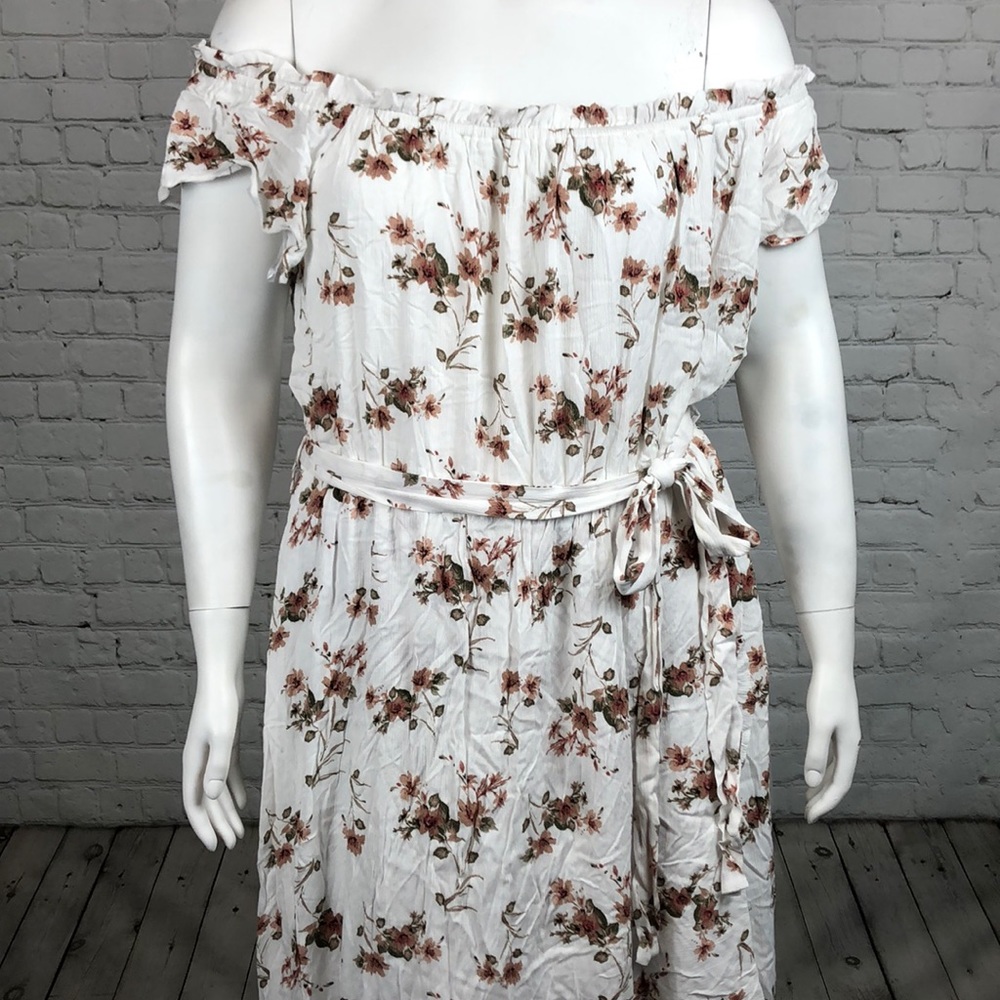 City Chic Garden Art Off Shoulder Maxi Dress 14 18 - Picture 2 of 9